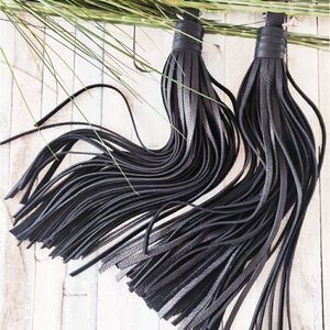 💥 MURKA BLACK LEATHER LARGE MOTORCYCLE TASSEL